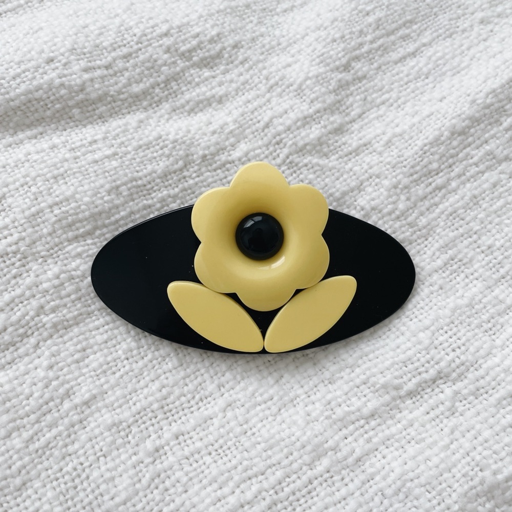 Yellow flower barrette hair clip